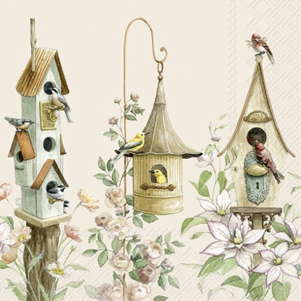 Lunch-Serviette THREE BIRDHOUSES