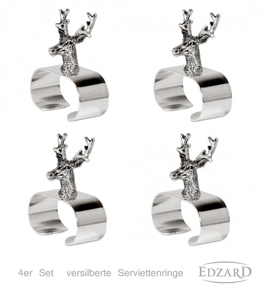 4 Serviettenringe HIRSCH
