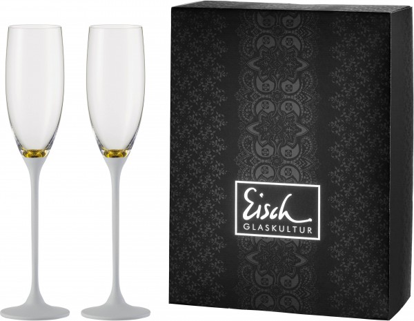 Champagnergläser Exklusiv gold/weiß - 2 Stück in einem Geschenkkarton