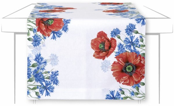 Tischläufer POPPY AND CORNFLOWERS