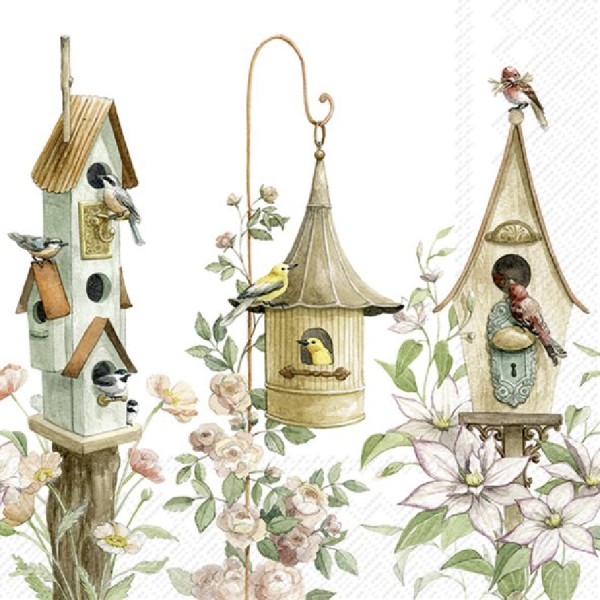 Servietten THREE BIRDHOUSES