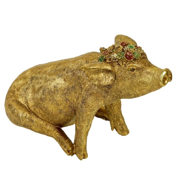 Schwein MOLLI mit Blumenkrone