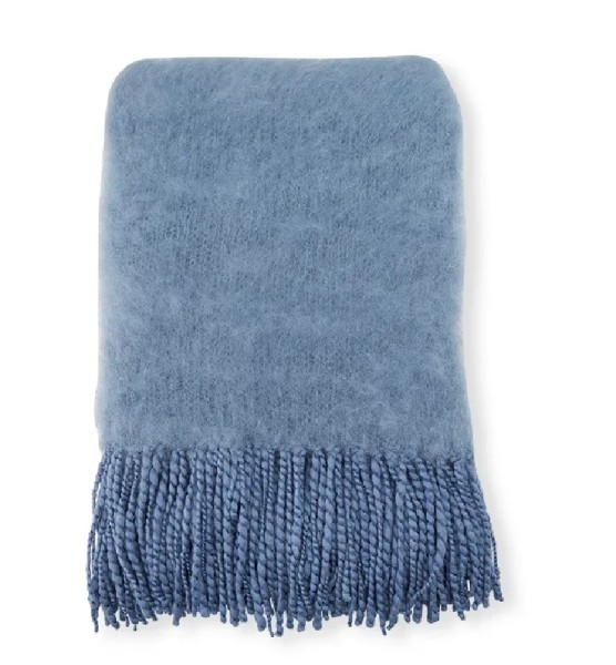 Decke BABY MOHAIR staubiges blau